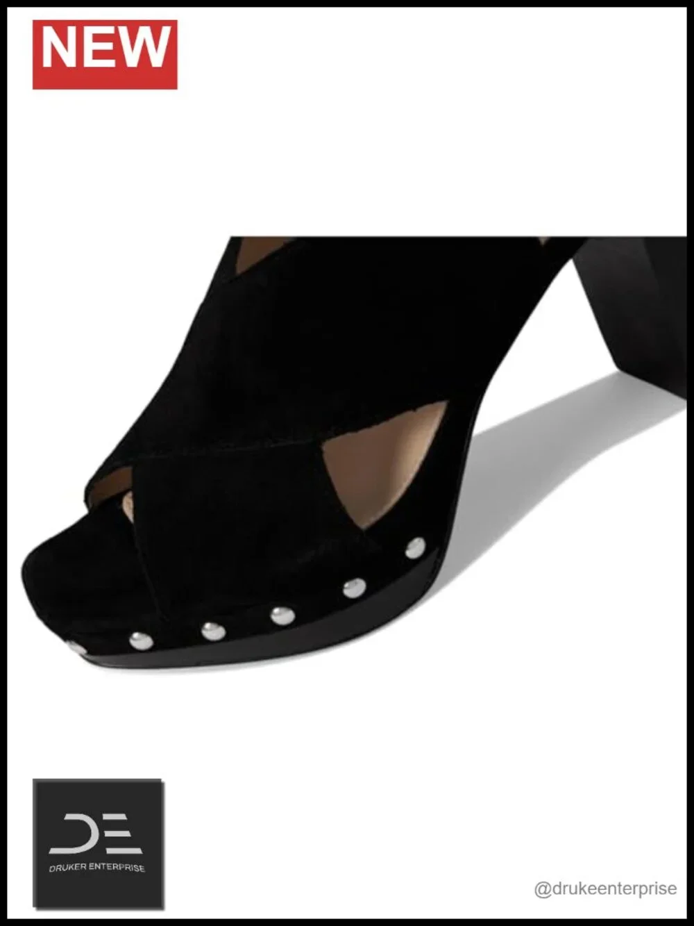 Suede Leather Platform Slingback Sandals w/ Grommets